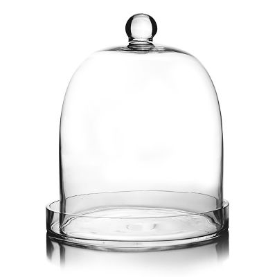 Mouth Blown Clear Glass Circular Display Dome Cloche Bell Tall 40cm 