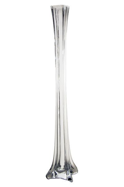 Eiffel Tower Vase, 20 High End Hand Blown Clear Glass Vintage 1 Open  Flower
