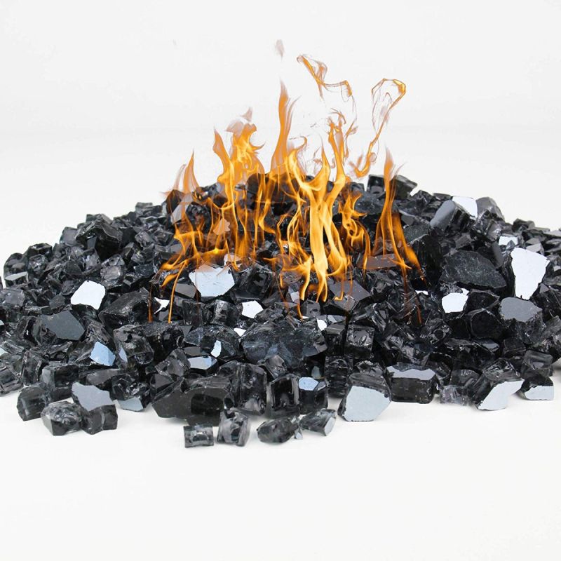 Fireplace Fire Pit Glass Rocks 40 Lbs 1/4" BLACK REFLECTIVE FireGlass 