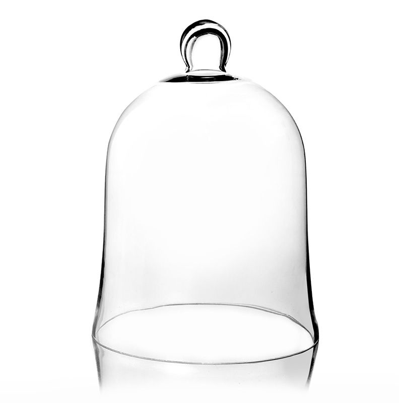 Handmade Mouth Blown Clear Circular Glass Display Cloche Bell Jar Dome With N... 
