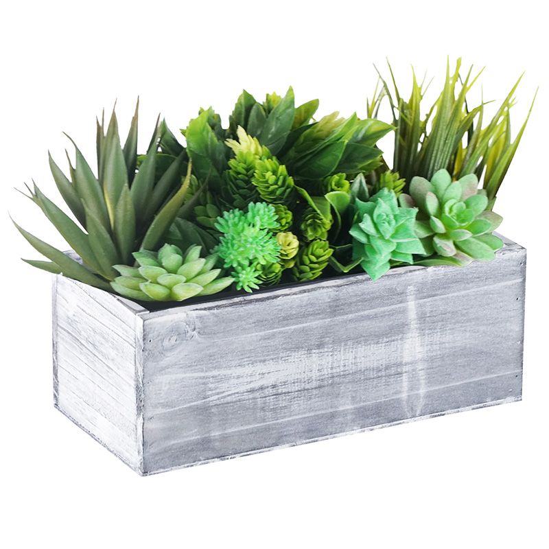 Natural White Wood Rectangle Planter, Wooden Box Planters Small