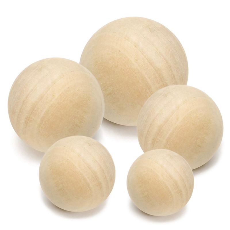 4PCS 4 Round Unfinished Decorative Wood Ball for DIY Arts Crafts-Pack of 4