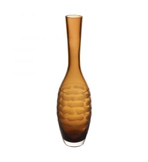 13" Decorative Olive Green Glass Vase
