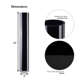 Black Glass Cylinder Vase (H:24" D:4")