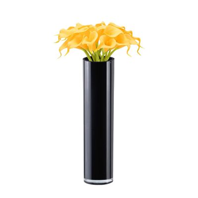 Black Glass Cylinder Vase (H:16" D:4")