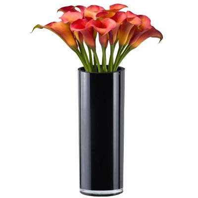 16" Black Cylinder Glass Vase
