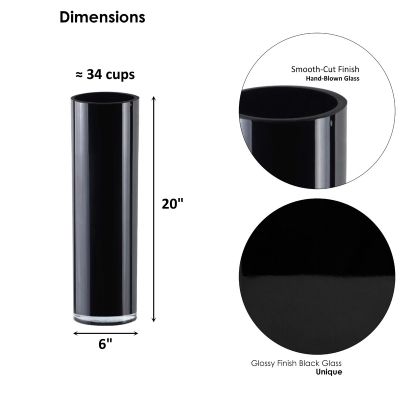 20" Black Cylinder Glass Vase
