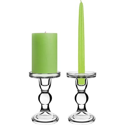 5.5" Bubble Glass Pillar, Taper Candle Holder