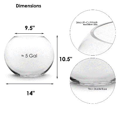 14" Clear Glass Bubble Round Shape Bowl 