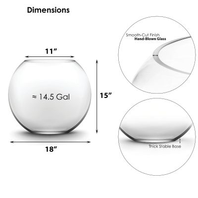 Clear Glass Bubble Bowl (H:15" W:18") (Approx. 14.5 Gal) - Free Shipping