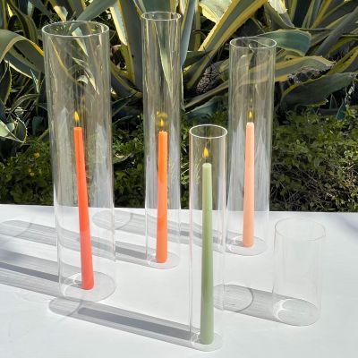 36 Taper Candles, 36 Glass Chimneys and 36 Square Block Holders