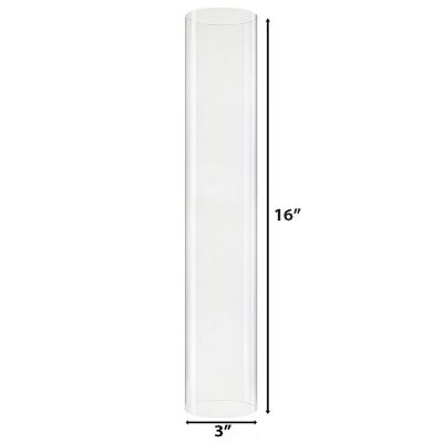 H-16", D-3" Open-Ended Glass Hurricane Candle Shade Chimney Tube