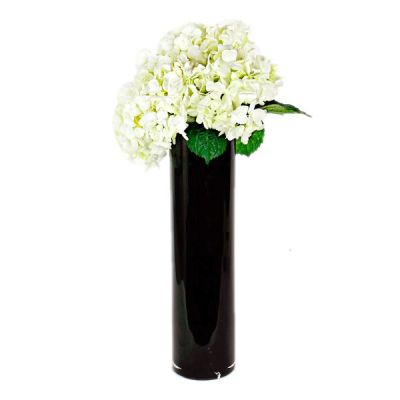 32" Decorative Black Glass Cylinder Vase