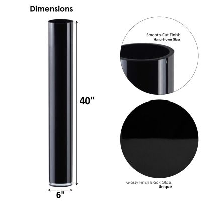 Black Glass Cylinder Vase (H:40" D:6")
