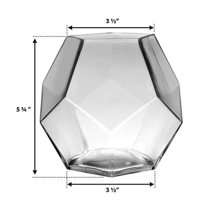 6" Geometric Faceted Gem Glass Terrarium Vases