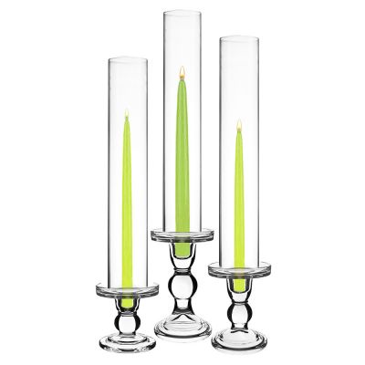 Set of 3.75", 4.5", 5.5" Glass Candle Holders with Glass Tubes (Multiple Sizes)
