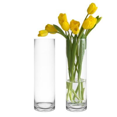 Clear Glass Cylinder Vase (H:14" D:4")