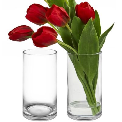 10" Decorative Glass Cylinder Candle Holder Vases
