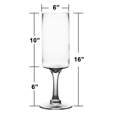 16" Contemporary Long Stem Glass Pillar Candle Holder