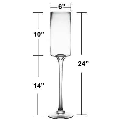 24" Modern Glass Footed Pillar Candle Holder