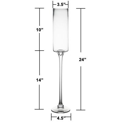 24" Contemporary Glass Long Stem Candle Holder