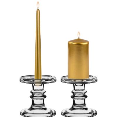 4.5" Classic Style Glass Taper & Pillar Candlestick
