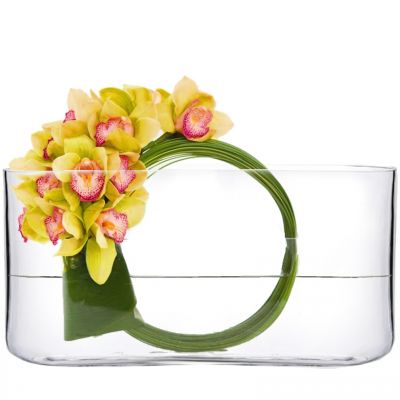 8" Rounded Rectangular Glass Vase