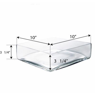 Square Glass Vase H-3.25"  Open-10"x10" (Free Shipping)