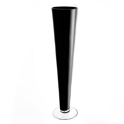 20" Black Glass Trumpet Centerpiece Vase