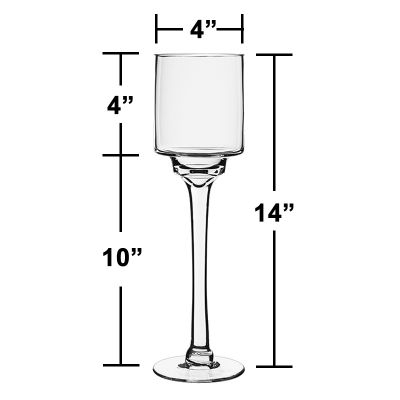 14" Elegant Long Stem Glass Candle Holder