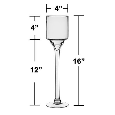 16" Elegant Long Stem Glass Candle Holder
