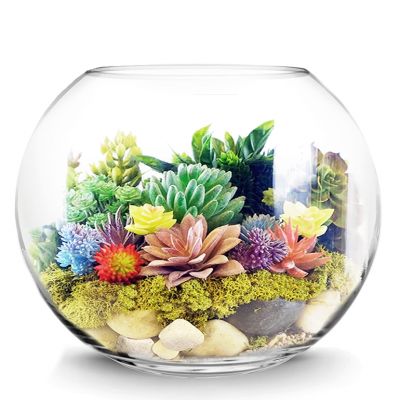 14" Clear Glass Bubble Round Shape Bowl 