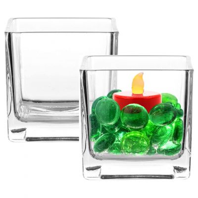 3.15" Decorative Glass Cube Vase