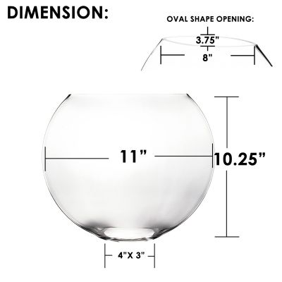 10" Decorative Moon Shaped Glass Oval Vase