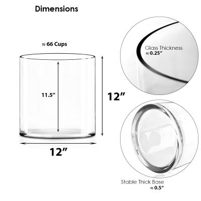 12" Decorative Clear Glass Cylinder Vase