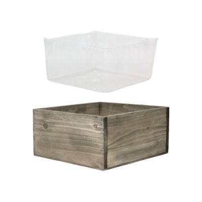 Wood Square Planter Box With Plastic Liner Open 6", 8" and 10" (Free Shipping)