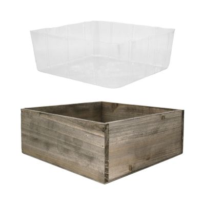 Wood Square Planter Box With Plastic Liner (H:4" Open:10"x10") - Multiple Packing (Free Shipping)