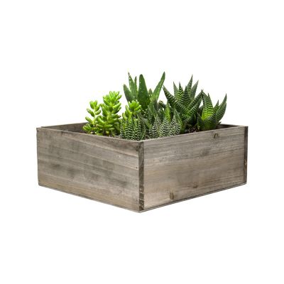 Wood Square Planter Box With Plastic Liner (H:4" Open:10"x10") - Multiple Packing (Free Shipping)