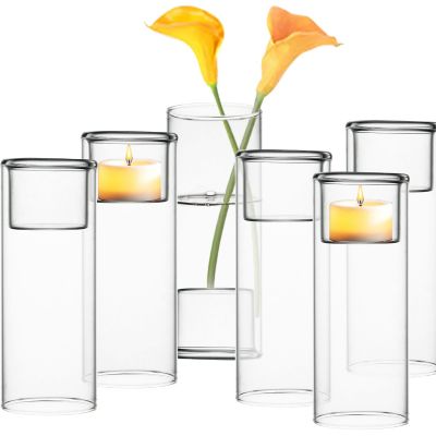 6.25" Glass Tealight Votive Candle Holder Bud Vase