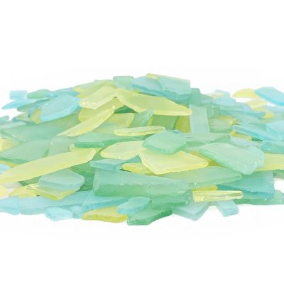 9 lbs Flat Sea Glass Frosted Blue Green Yellow Mix Vase Fillers