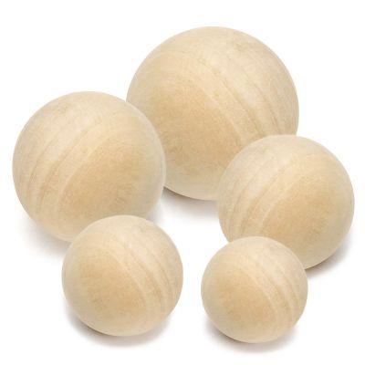 4PCS Round Unfinished Decorative Wood Ball for DIY Arts Crafts Large Sphere Wooden, Multiple Sizes: 3.5", 4", 4.5", 5", 6"
