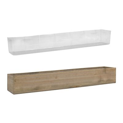 Natural Brown Wood Rectangle Planter Box With Plastic Liner (H:4" Open:34"x5") - Free Shipping