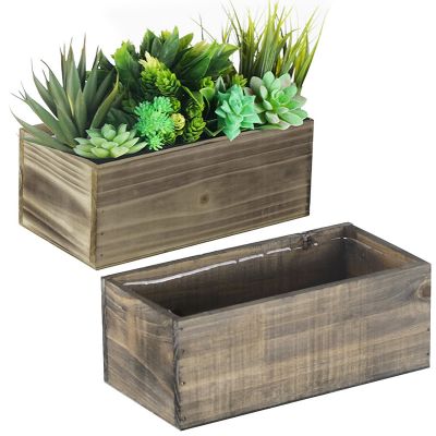 4" x 10" x 5" Rectangle Planter Wood Box with Plastic Liner