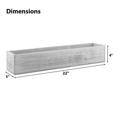 White Wood Rectangle Planter Box With Plastic Liner (H:4" Open:22"x5") - Free Shipping