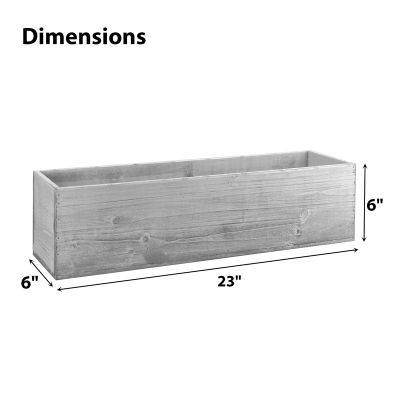 White Wood Rectangle Planter Box With Plastic Liner (H:6" Open:23"x6") - Free Shipping