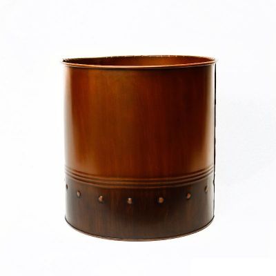 12" Garden Copper Zinc Metal Planter Cylinder Pot Vase