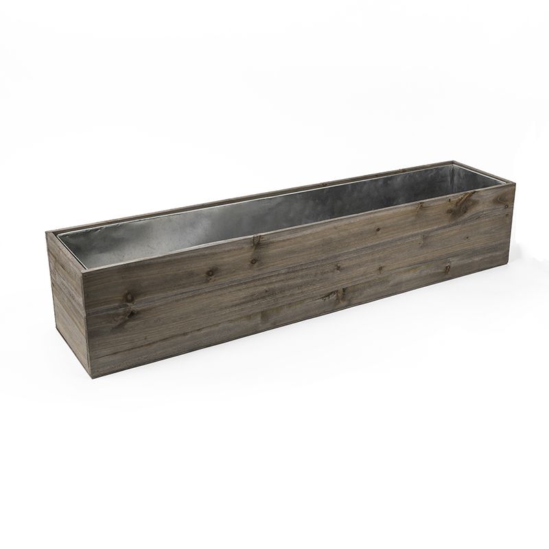 8 X 40 Inch Natural Wood Rectangle Planter Box W Zinc Metal 8 X 40 Inch Natural Wood Rectangle Planter Box W Zinc Metal Liner Glass Vases Depot